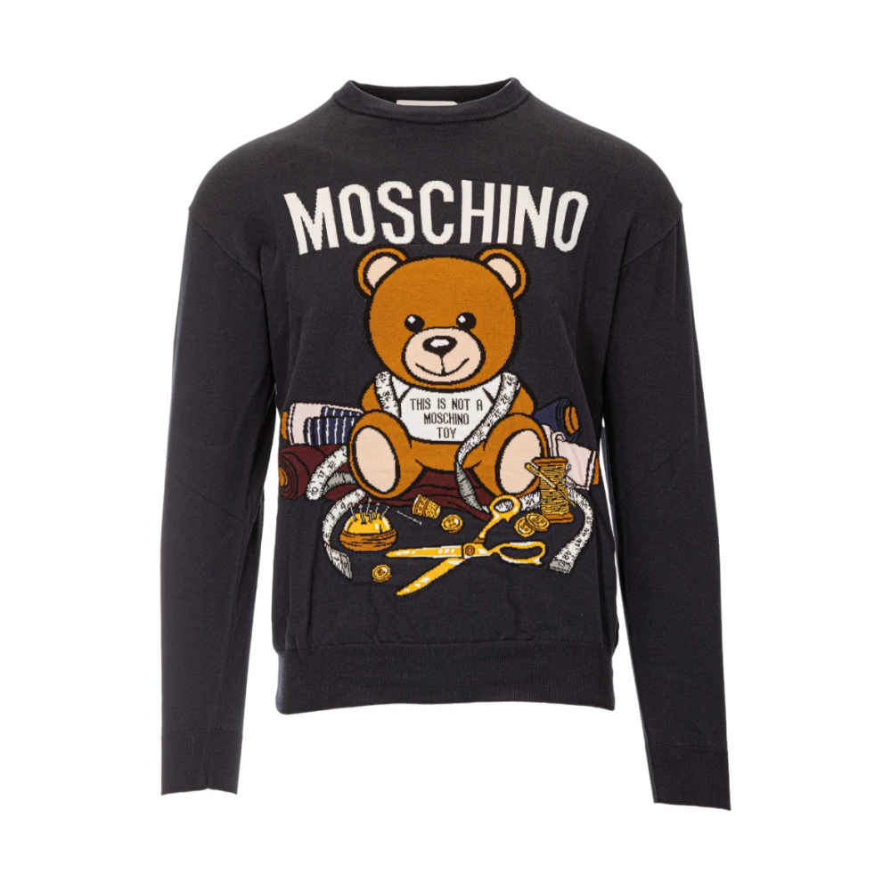 Moschino 5205 Teddy Bear Print Trui Black Heren