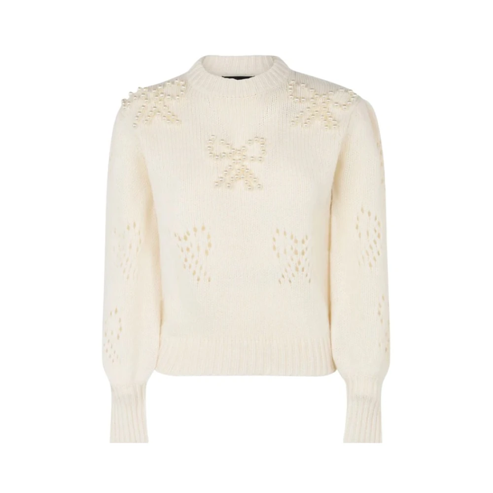 MC2 Saint Barth Ivoor trui met parelversieringen Beige Dames