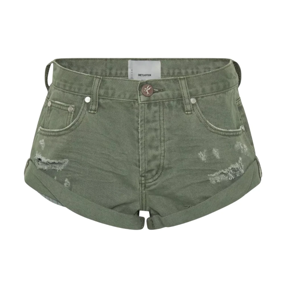 One Teaspoon Khaki Shorts Klassiek Losvallend Katoen Green Dames