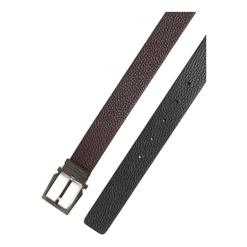 Salvatore Ferragamo Omkeerbare Geometrische Gesp Riem van Kalfsleer Brown Heren