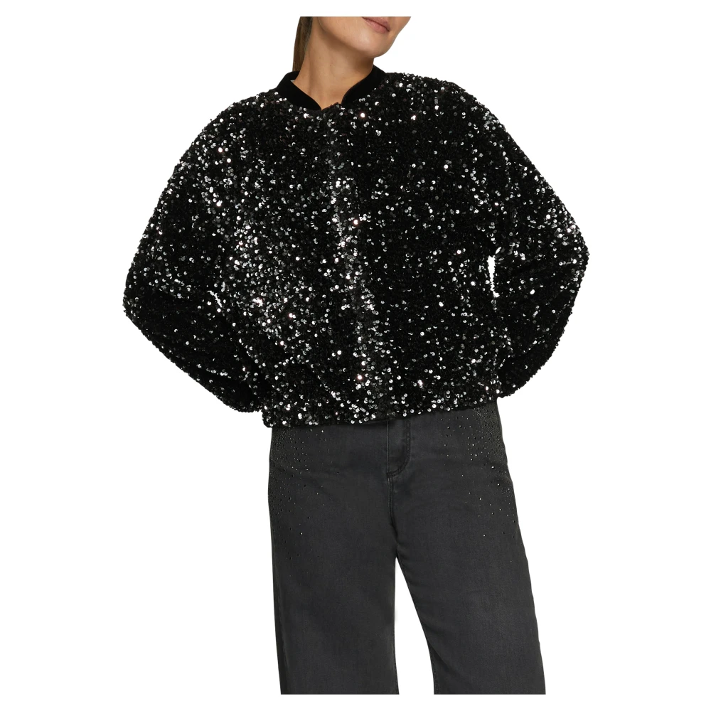 s.Oliver Pailletten Indoor Jack met Elastische Zoom Black Dames