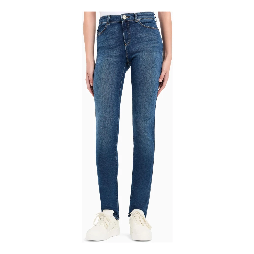 Emporio Armani Hoge Taille Skinny Jeans Blue Dames