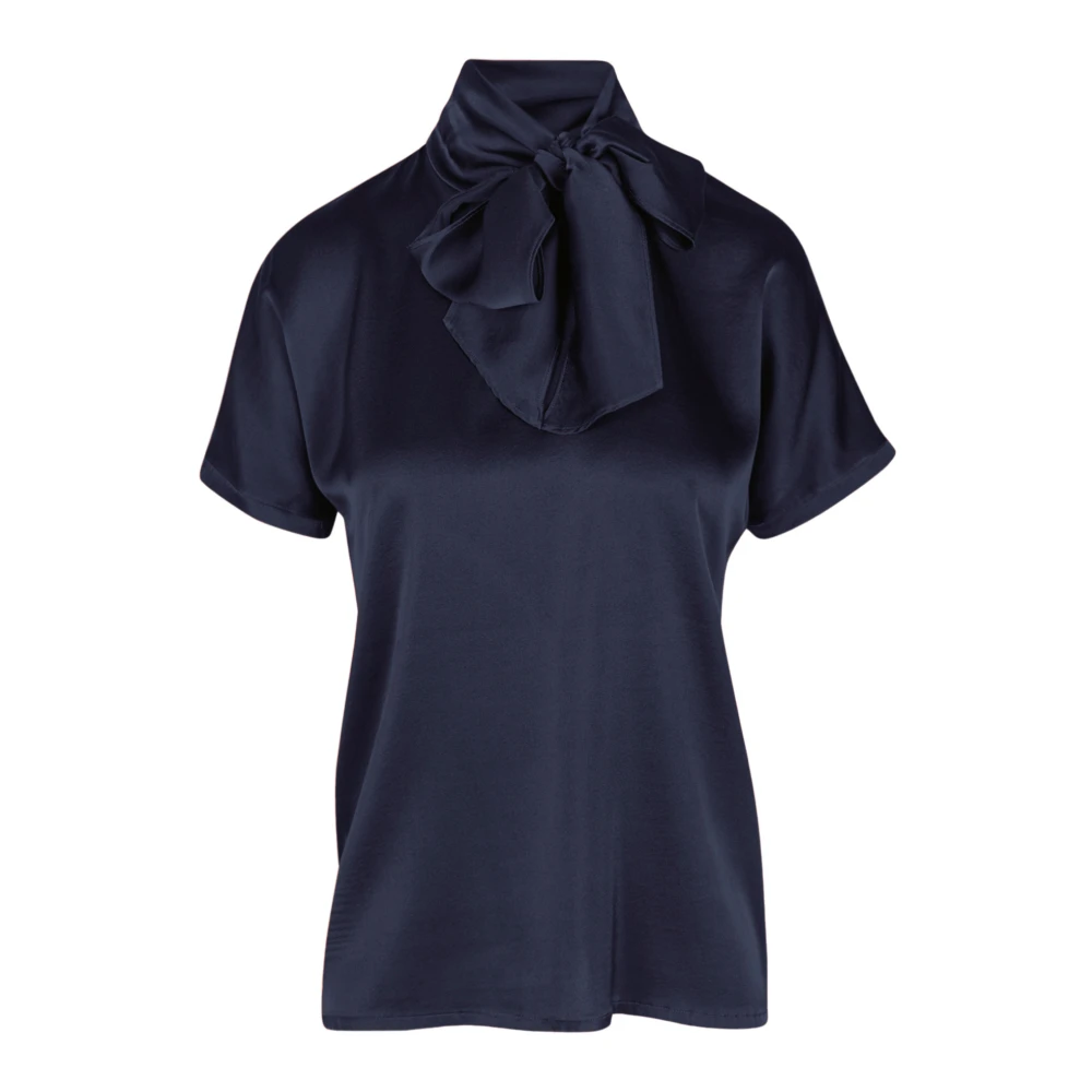 Jucca Zijden Blouse met Hoge Hals Blue Dames