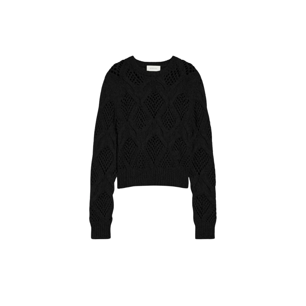 SPORTMAX Unieke Winter Gebreide Crewneck Trui Black Dames