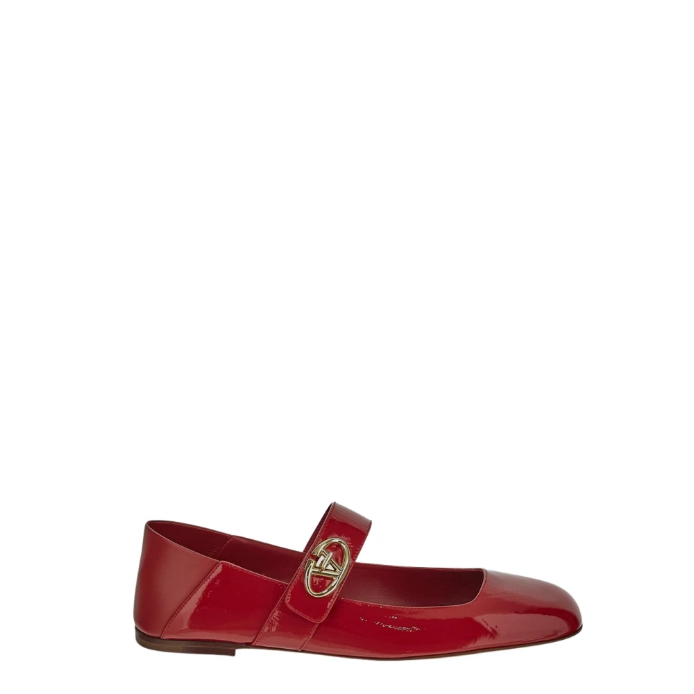 Valentino Garavani Leren Ballerina Schoenen Red Dames