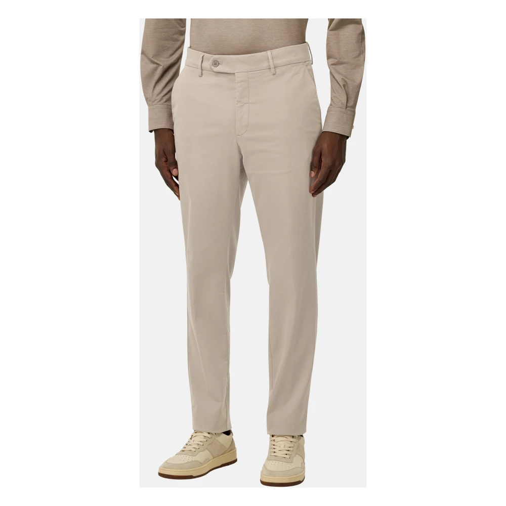 Boggi Milano Stretch Katoenen TENCEL Broek Beige Heren
