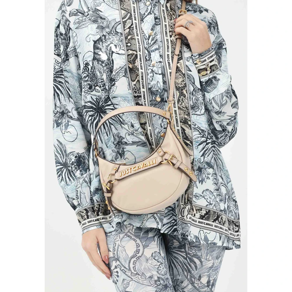 Just Cavalli Beige Schoudertas met Python Print Beige Dames