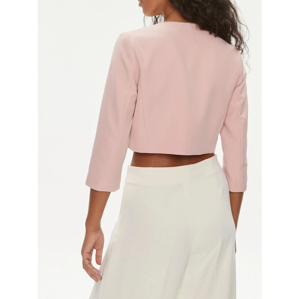 Liu Jo Roze Cropped Blazer met Zirkoon Details Pink Dames