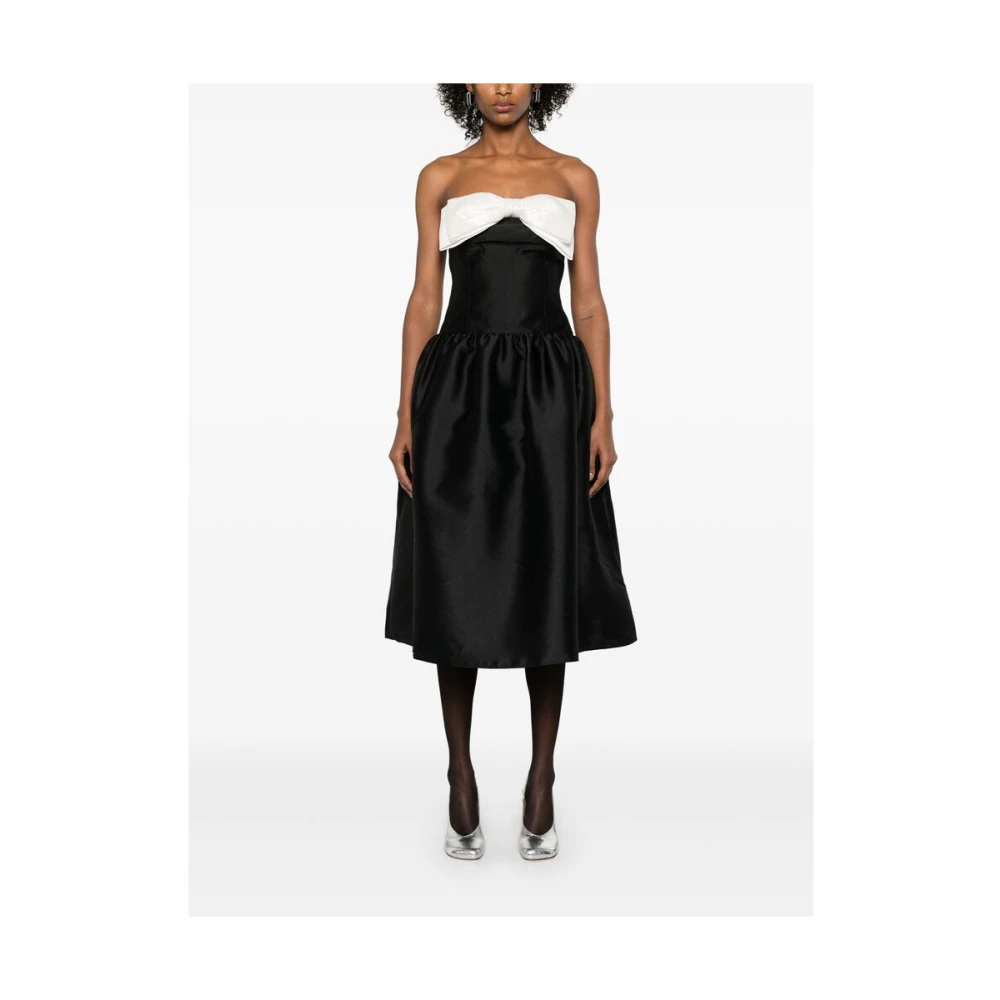 Self Portrait Strapless Zwarte Jurk met Zakken Black Dames