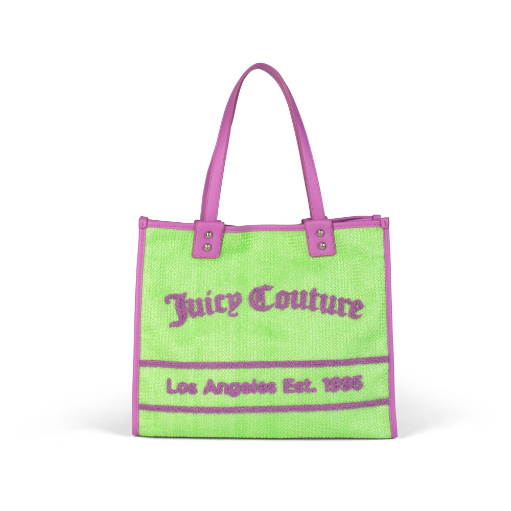Juicy Couture Stijlvolle Stro en PU Winkel Tas Multicolor Dames