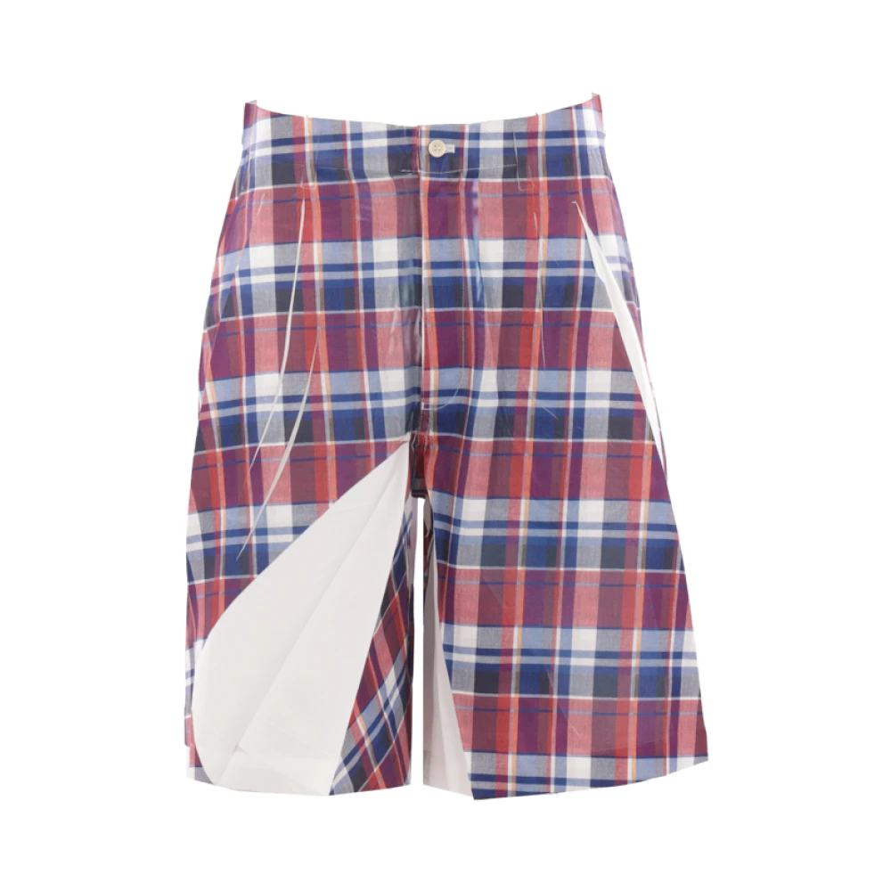 Comme des Garçons Rode Geruite Twill Shorts Multicolor Heren