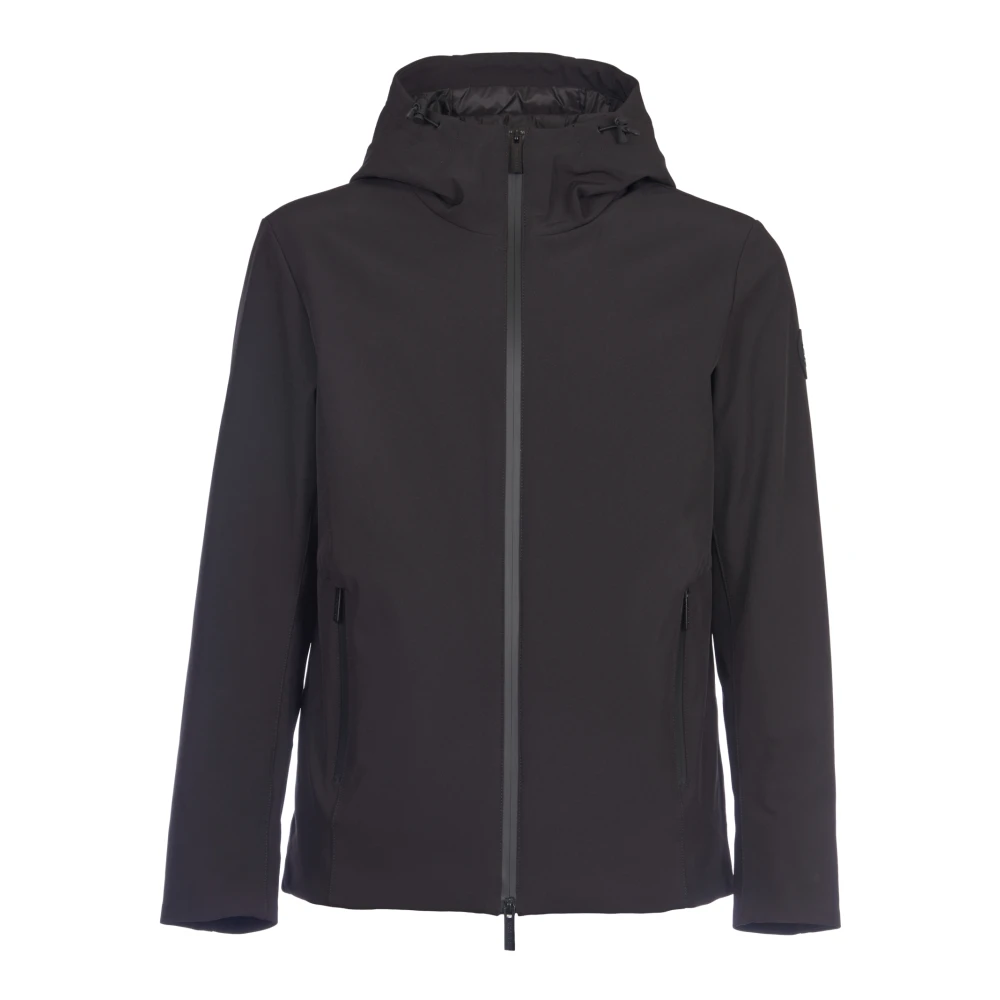 Woolrich Zwarte hoodie met logo patch Black Heren