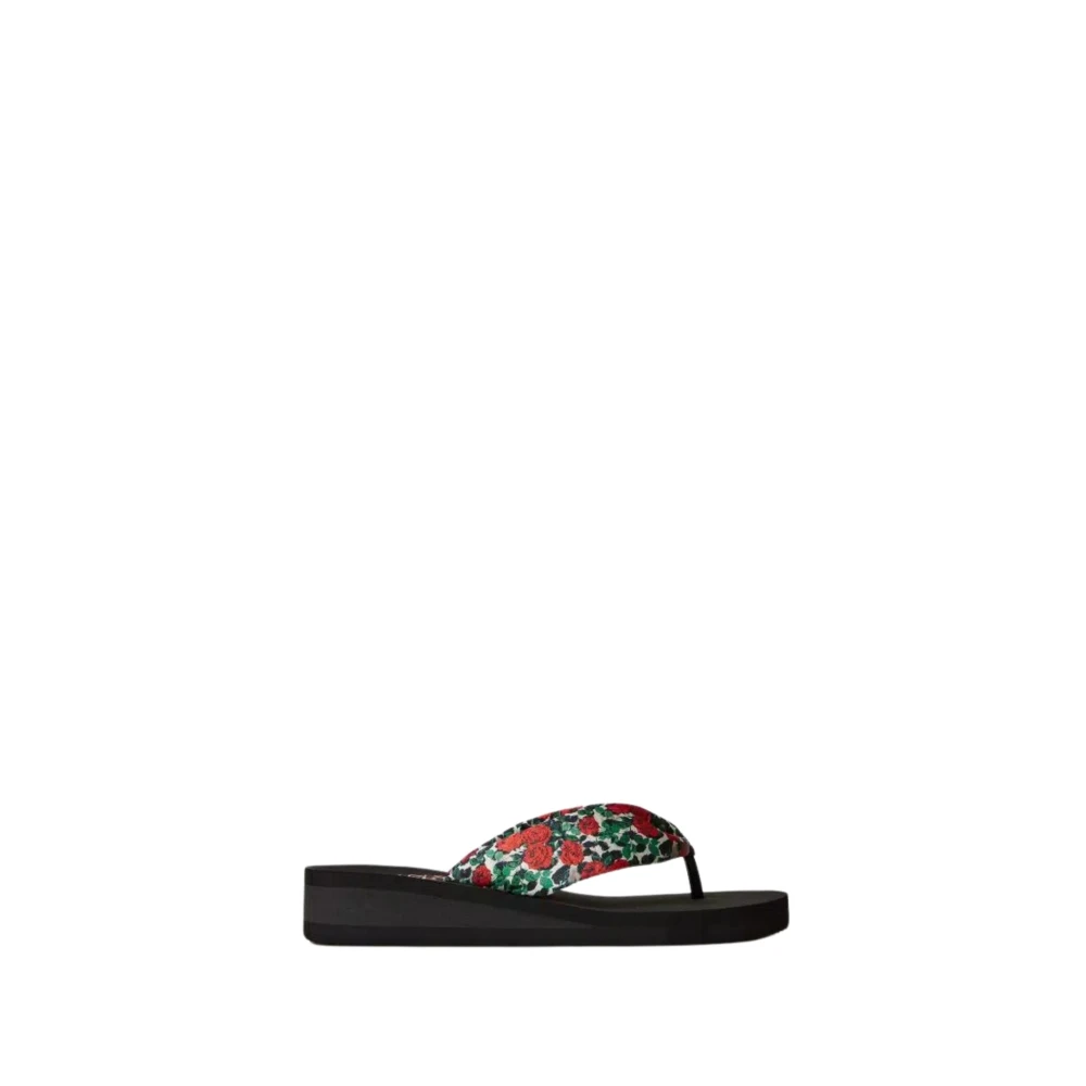 Twinset Platform Flip Flops med Tryckta Remmar Pink, Dam