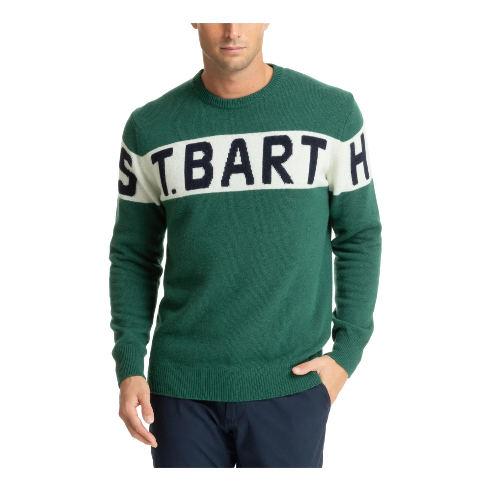MC2 Saint Barth Abstract Multicolor Sweater met Logo Borduursels Green Heren