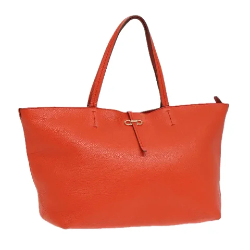 Salvatore Ferragamo Pre-owned Leather shoulder-bags Orange Dames