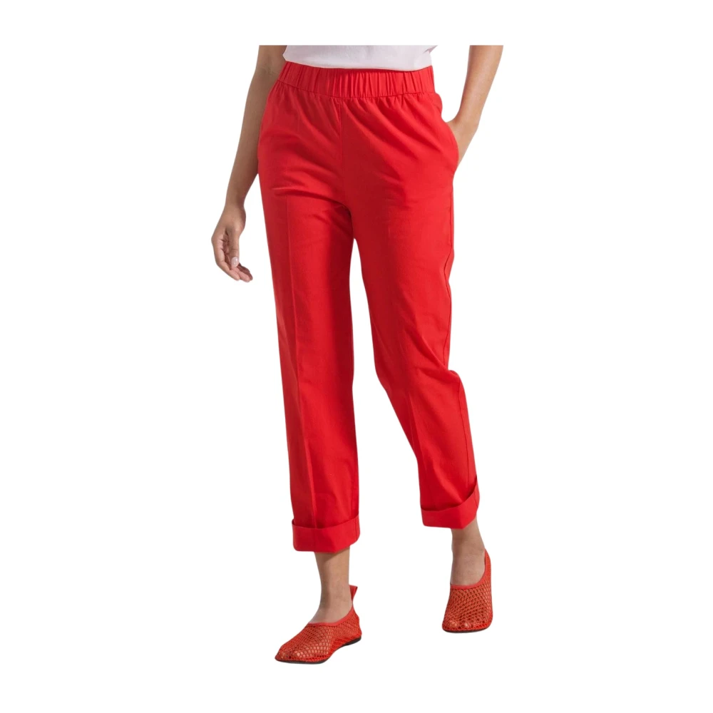 Deha Women's Red Training, S, Rolled-Hem Cropped Trousers