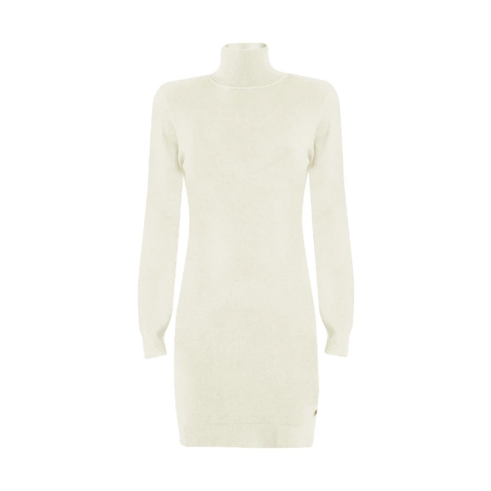 YES ZEE Hoge hals Rib Jurk White Dames