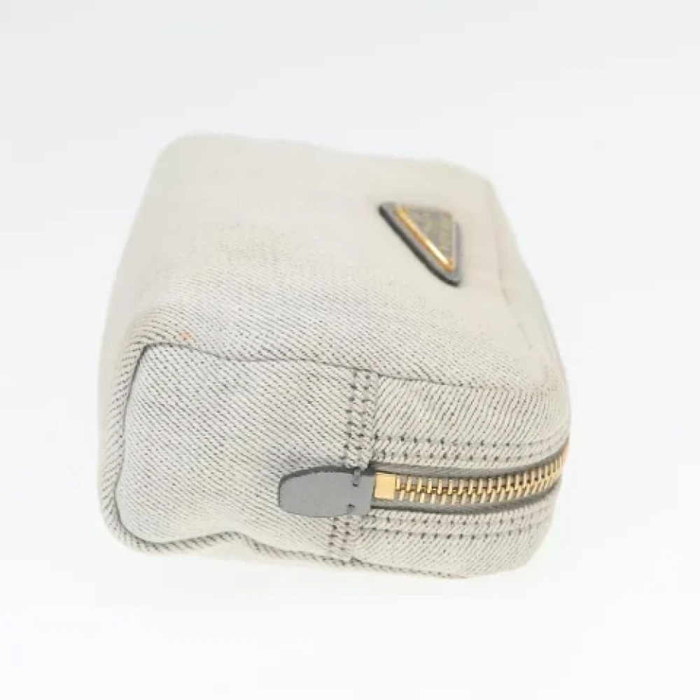 Prada Vintage Pre-owned Canvas pouches Gray Dames