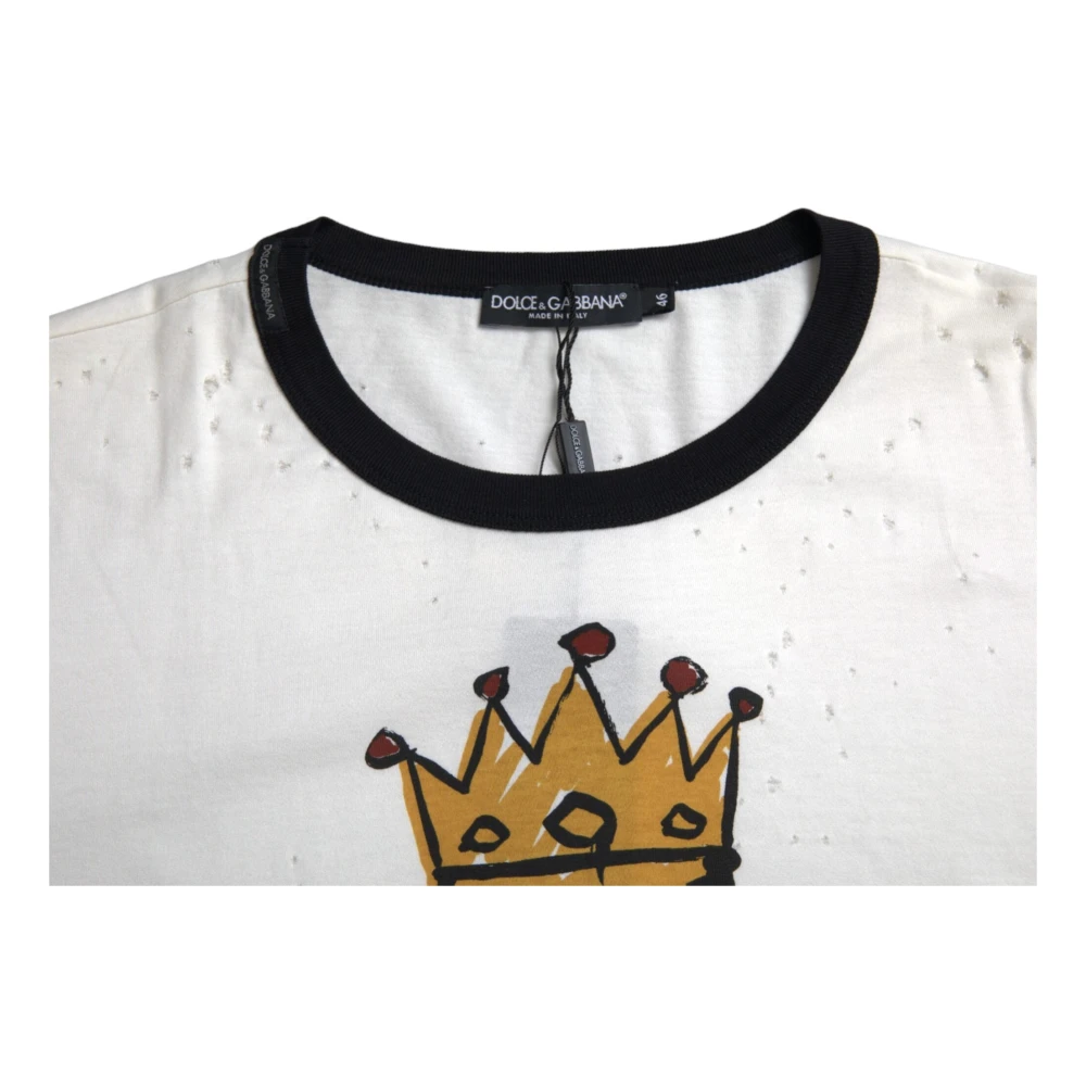 Dolce & Gabbana Witte King of Love Katoenen T-Shirt White Heren