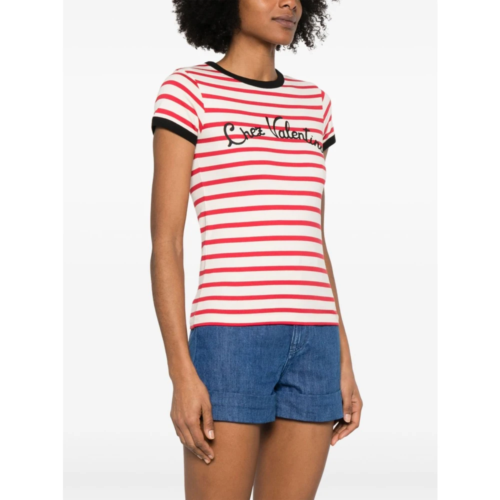 Valentino Geborduurde Logo T-shirts en Polos Beige Dames