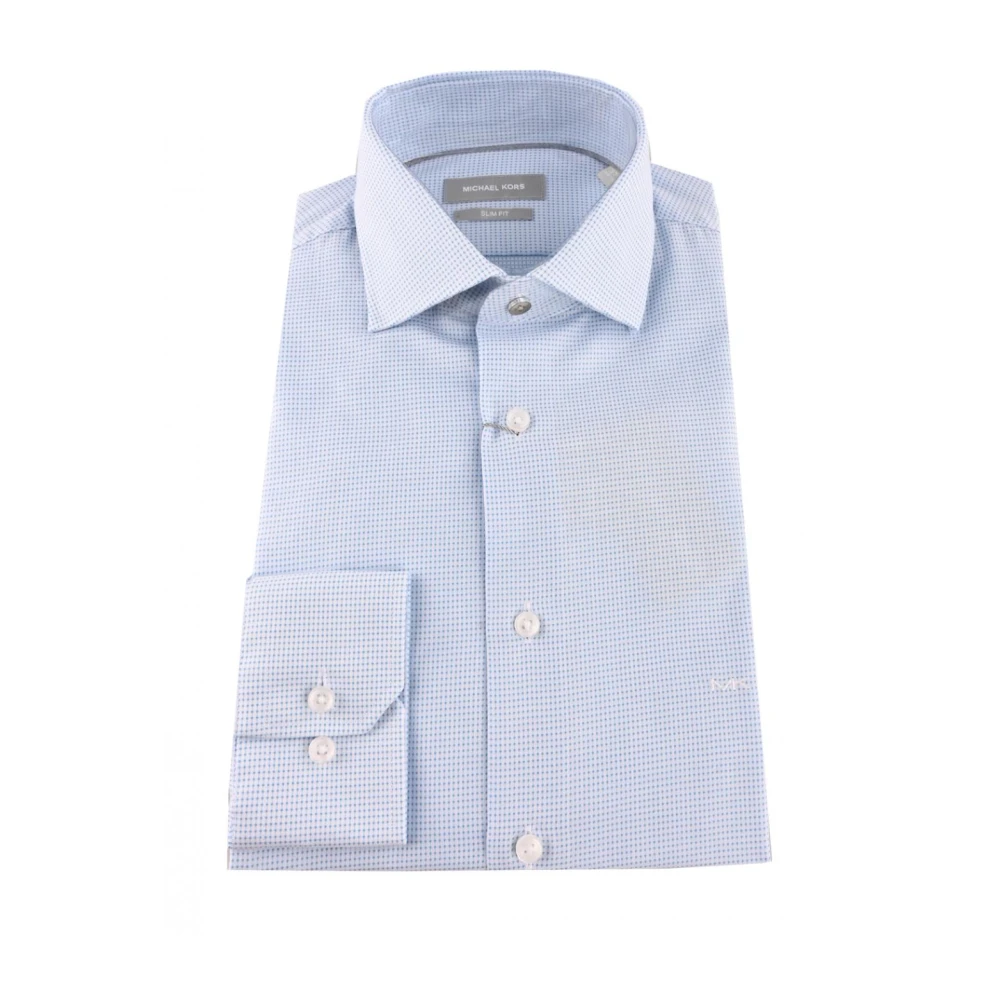 Michael Kors Slim Fit Katoenen Overhemd met Franse Kraag Blue Heren