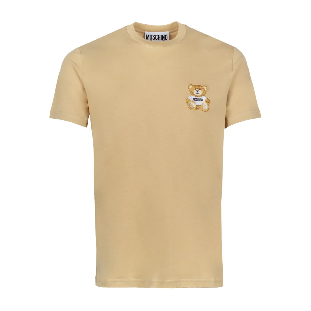 Moschino Logo Appliqué Beige T-shirt Beige Heren