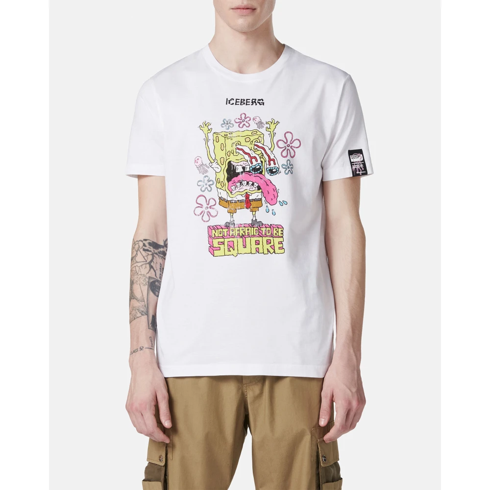 Iceberg Wit regular fit T-shirt met SpongeBob-print White Heren
