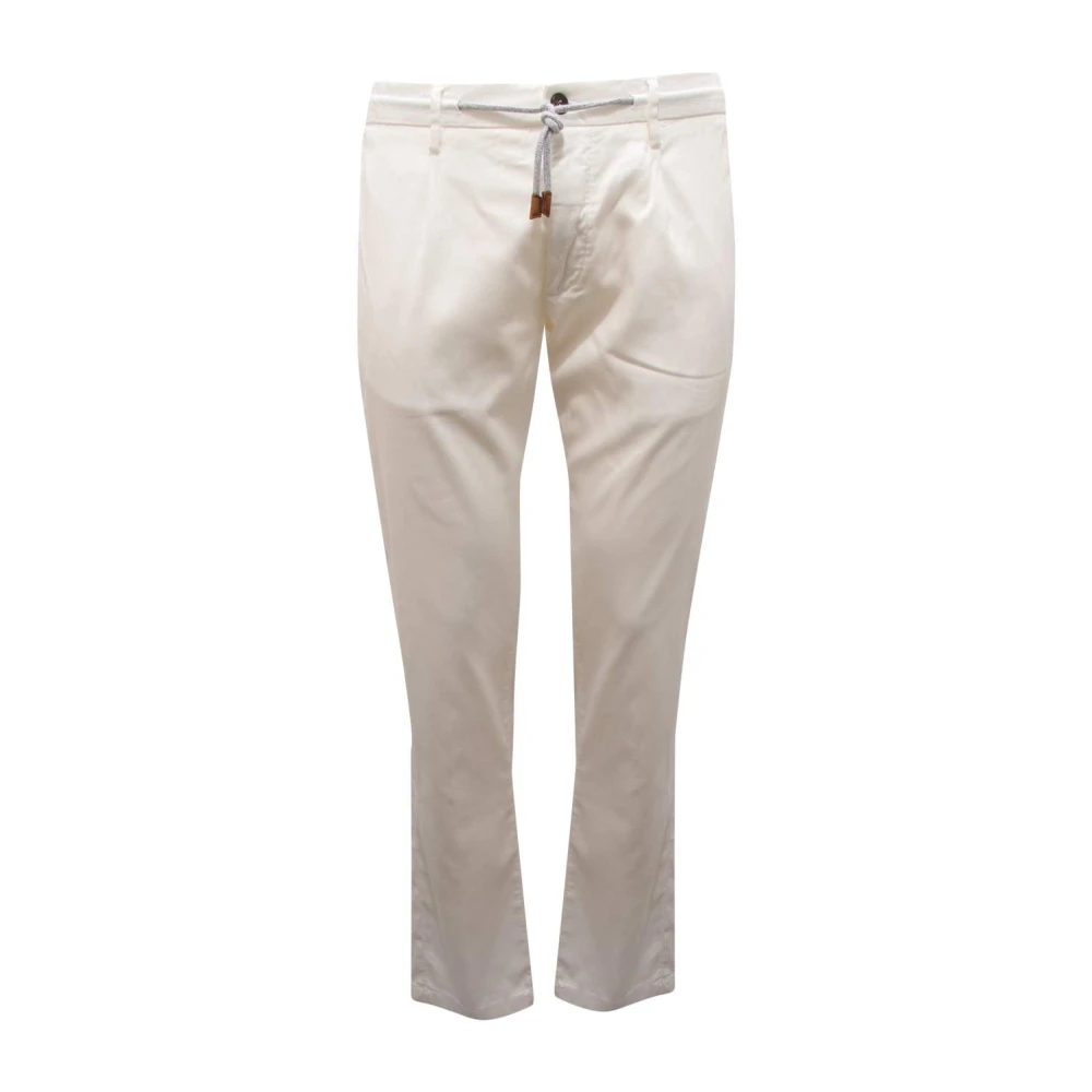 Eleventy Men's White Chinos, W34, Lyocell/Cotton Trousers
