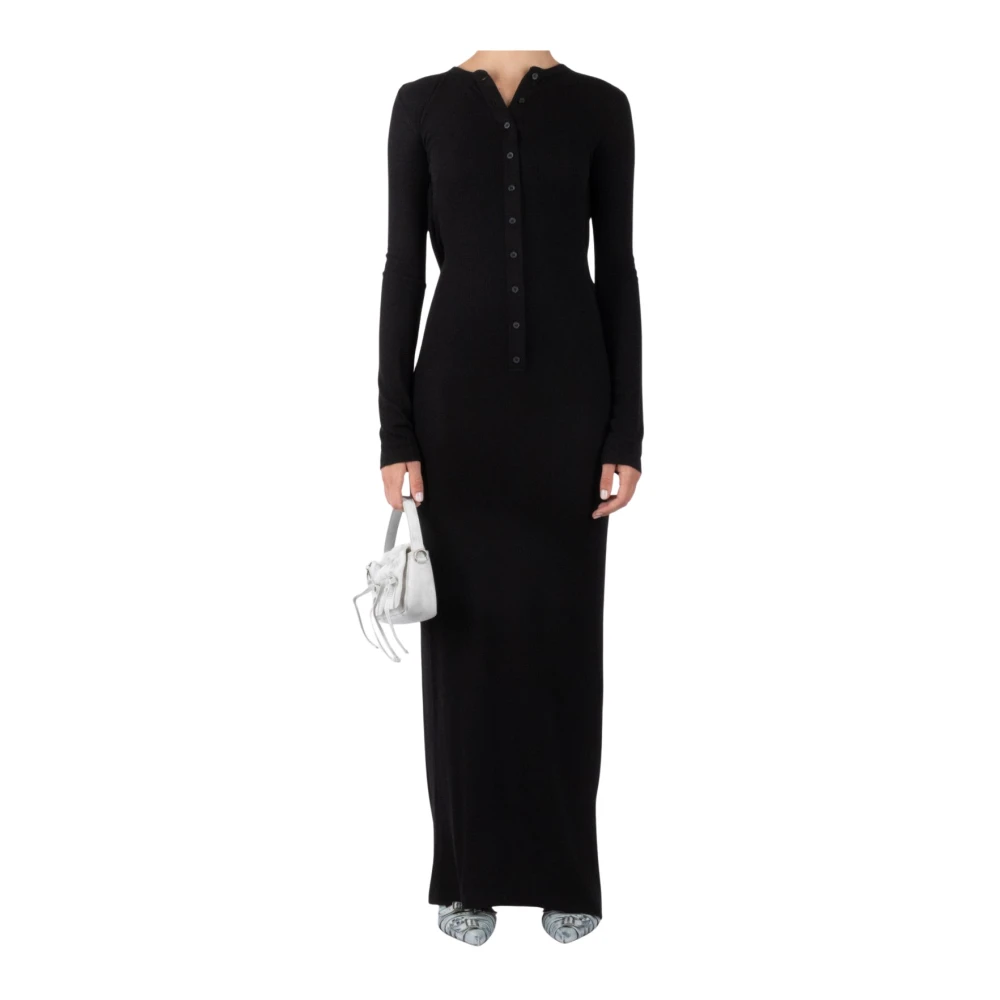 Acne Studios Lange Zwarte Jurk Black Dames