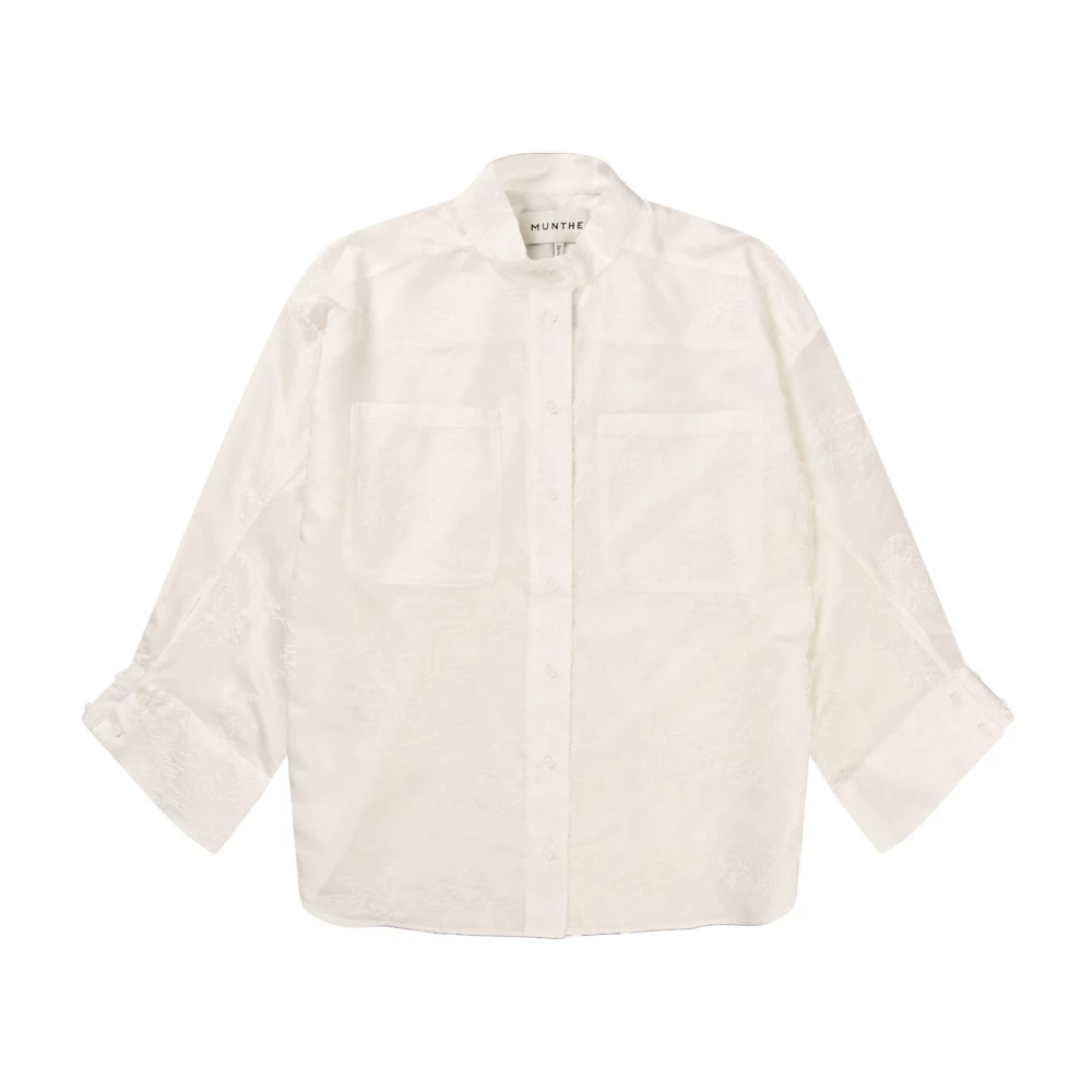 Munthe Elegante Print Top met Oversized Zakken White Dames