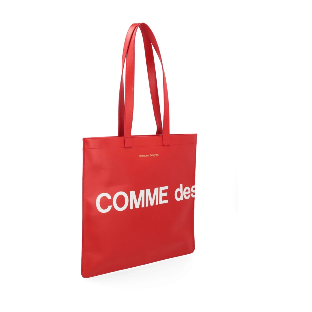 Comme des Garçons Rode Leren Huge Logo Shopper Red Dames