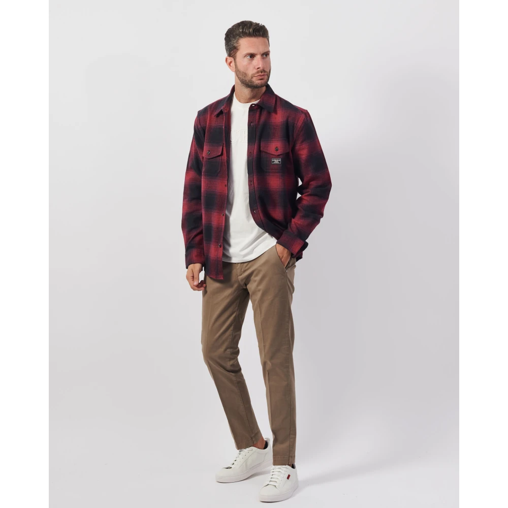 Guess Rood geruite overhemd met lange mouwen Red Heren