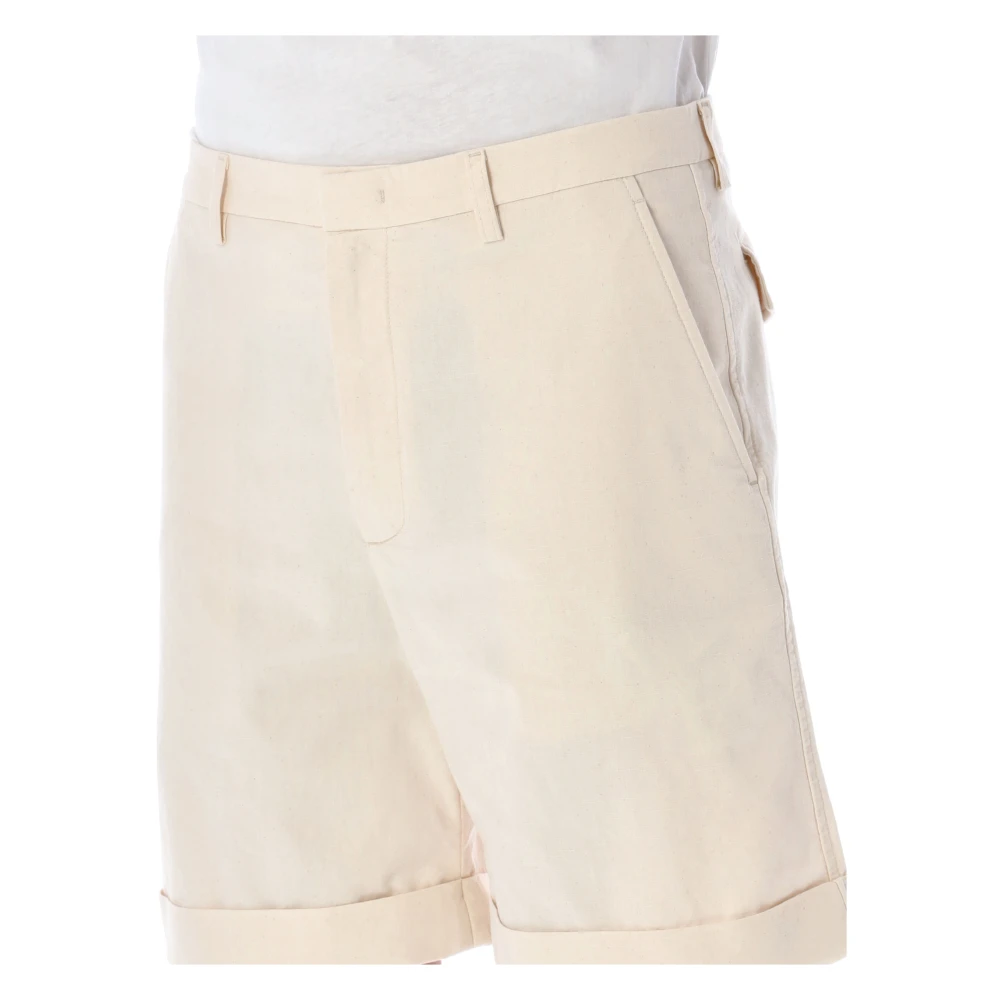 Valentino Garavani Denim Geplooide Bermuda Shorts Beige Heren