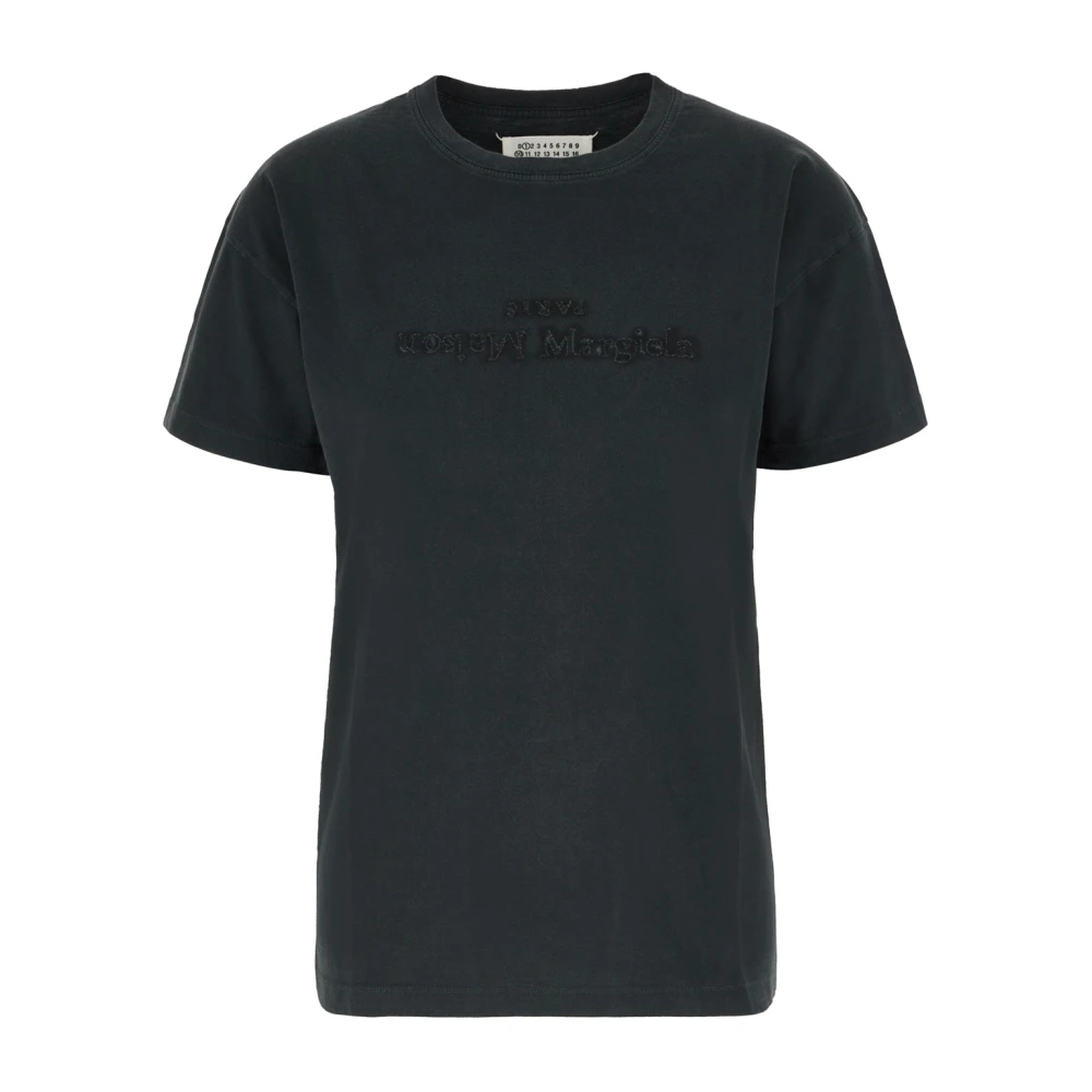 Maison Margiela Women's Black Logo-Embroidered Crewneck T-Shirt