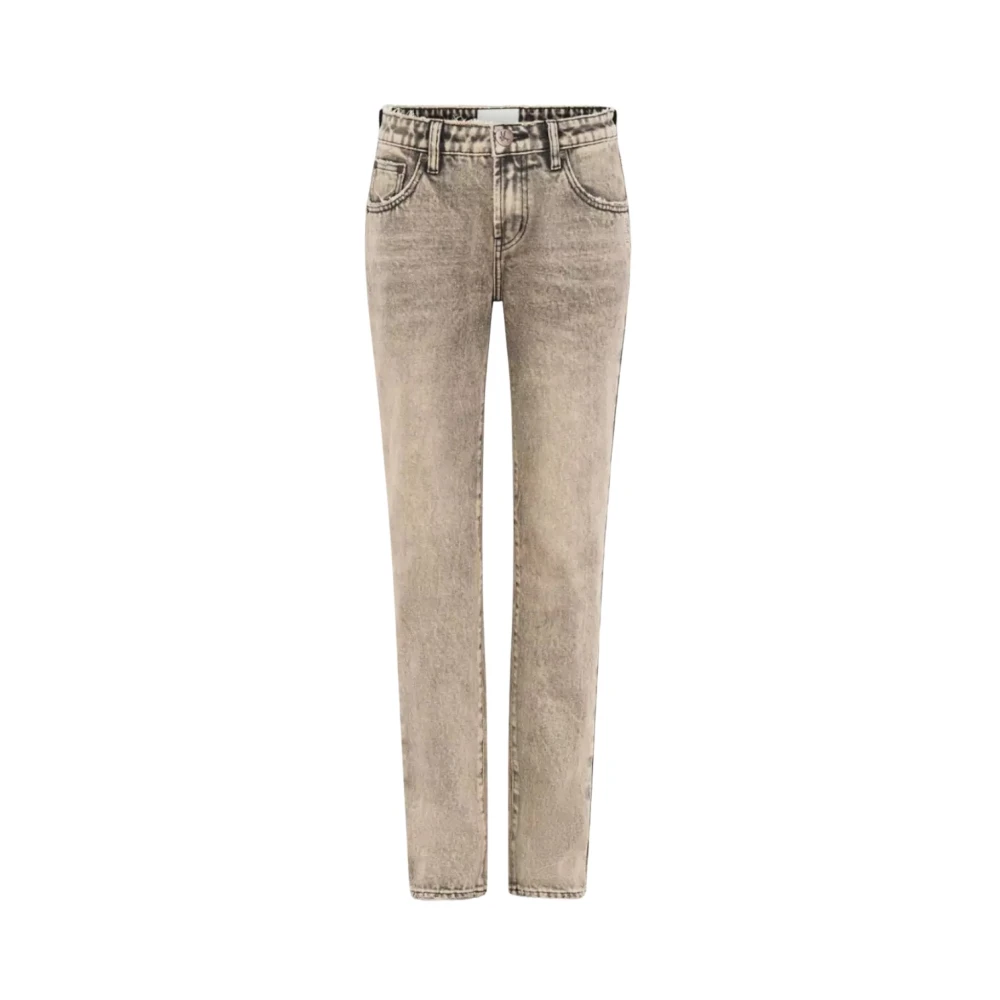 One Teaspoon Beige Straight Leg Jeans Gray Dames
