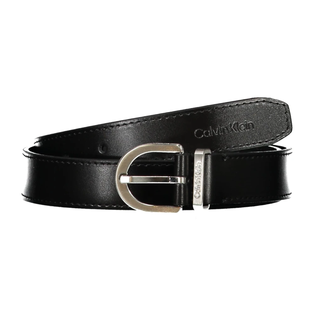 Calvin Klein Leren Riem met Metalen Logogesp Black Dames