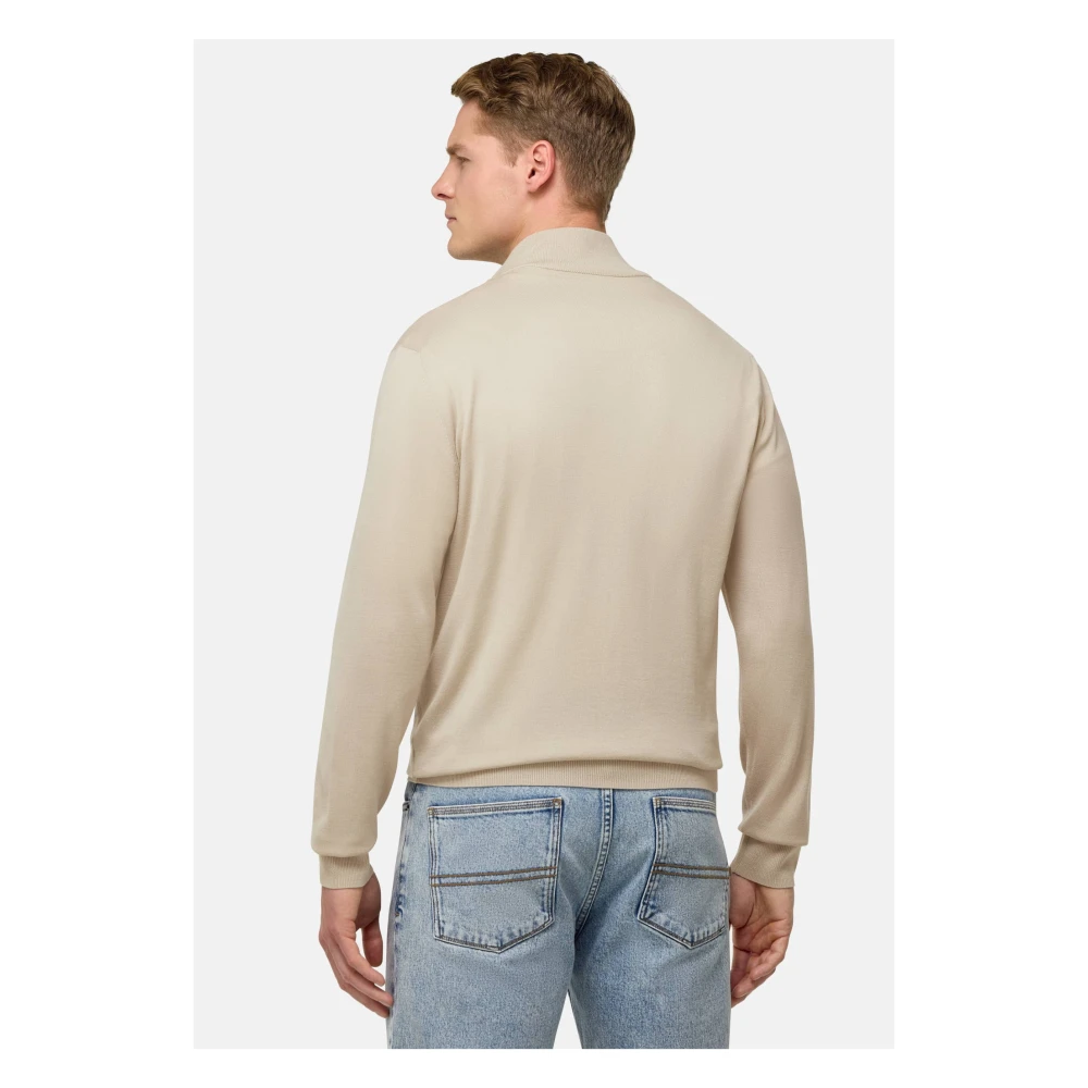 Boggi Milano Merino Wol Full Zip Trui Blue Heren