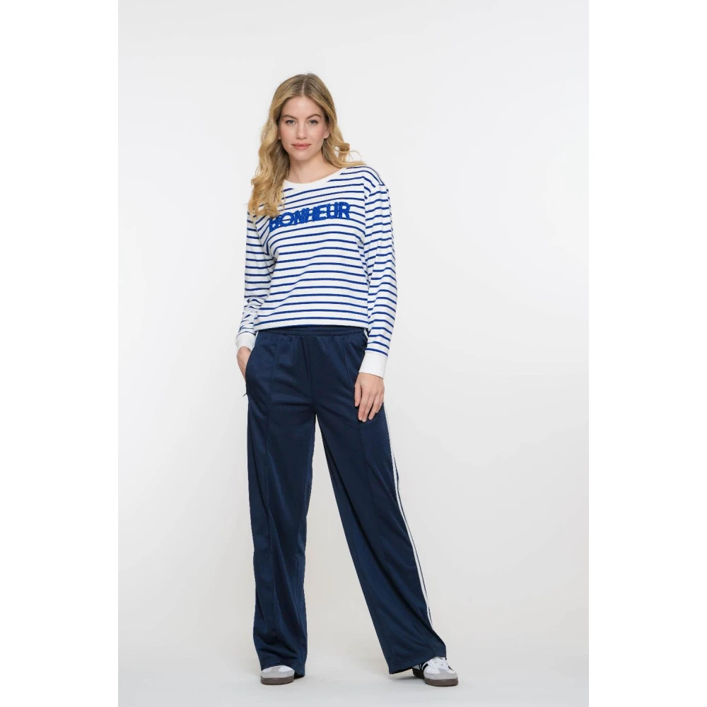 Geisha Gestreepte Sweat Pullover Blauw Off-Wit Blue Dames