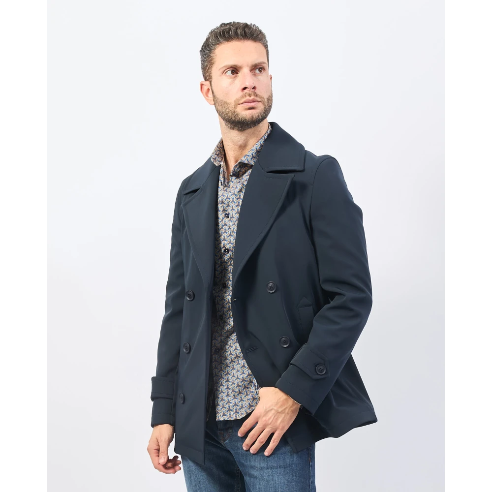 Mulish Blauwe dubbelrijige jas voor mannen Blue Heren