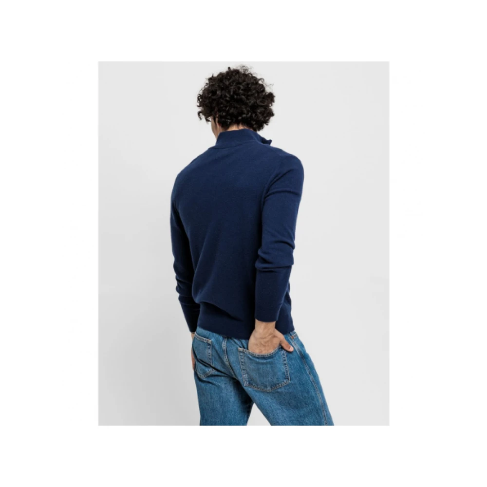 Gant Fijne wollen half-zip trui Blue Heren