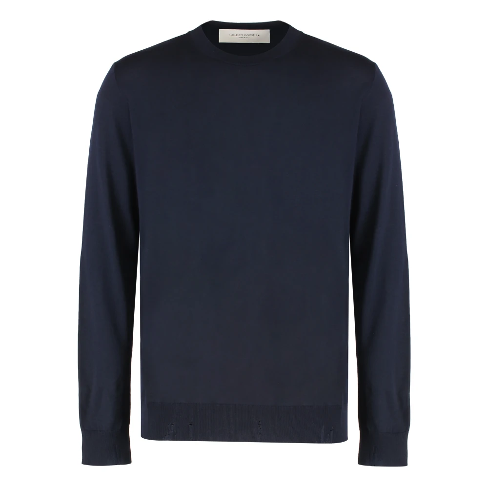 Golden Goose Men's Blue Deen Crew-Neck Wool Jumper - Round-Neck Knitwear - Xl - Knitwear