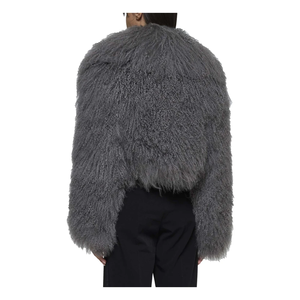 Salvatore Santoro Grijze Shearling Ruffled Jas Gray Dames
