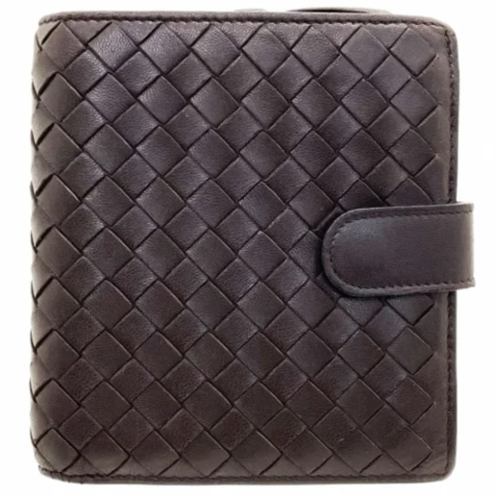 Pre-owned Brunt skinn Bottega Veneta lommebok