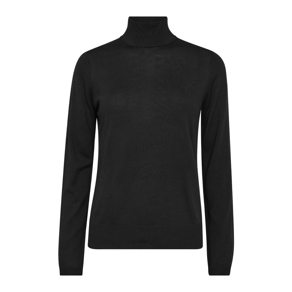MOS MOSH Zachte Gebreide Hoge Hals Trui Zwart Black Dames