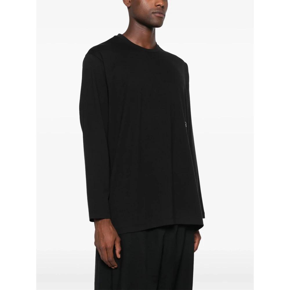 Y-3 Zwart Katoenen Logo Tee met Zijgleuven Black Heren