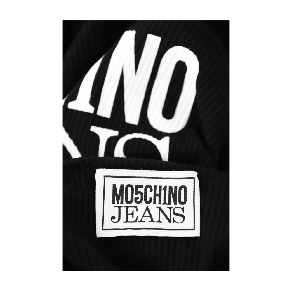 Moschino Zwarte Logo Print Strapless Jurk Black Dames