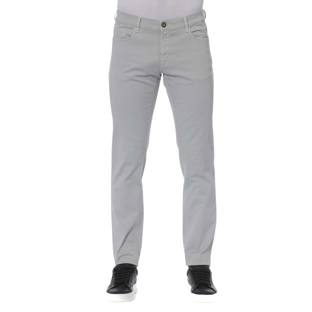 Trussardi Denim Jeans met knoop- en ritssluiting Gray Heren