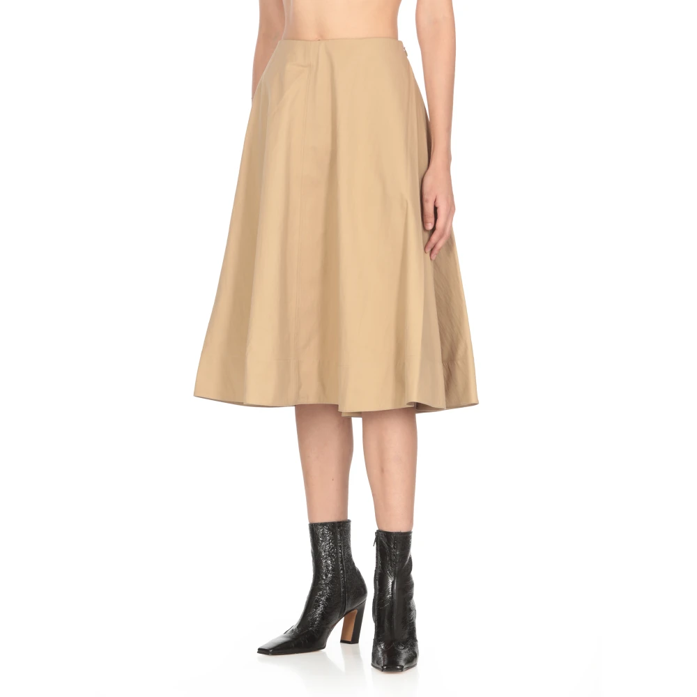 Khaite Beige Katoenen Rok met Zijzakken Beige Dames