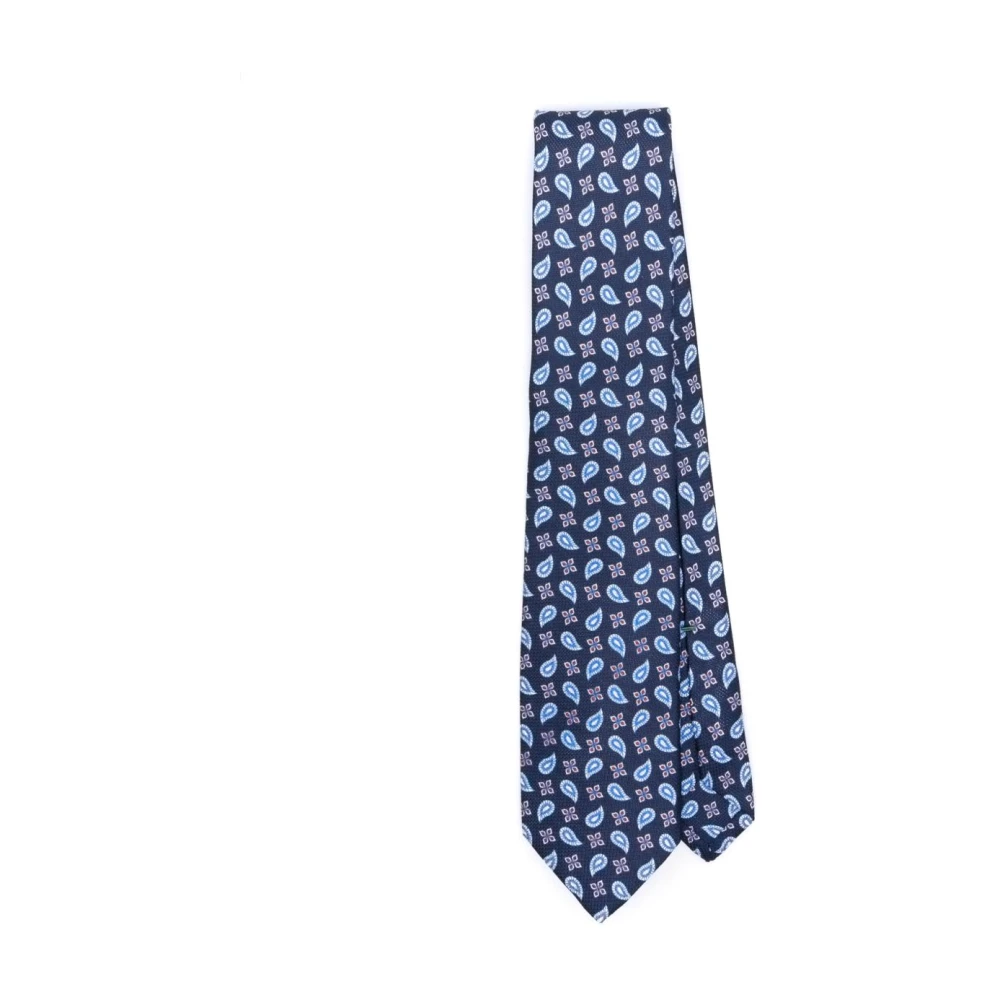 Borrelli Blauwe Paisley Zelfstrik Stropdas Blue Heren