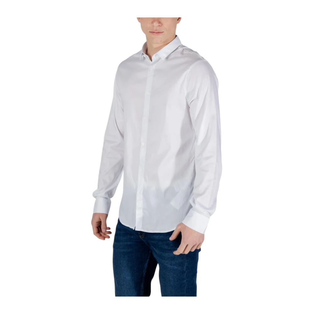 Armani Exchange Stretch Fabric Button-Up Overhemd White Heren